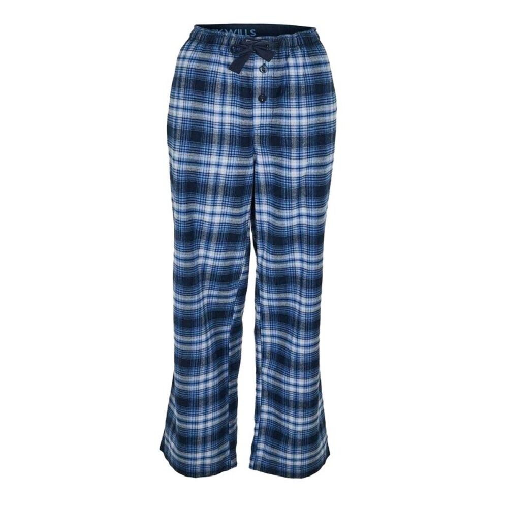 Jack Wills Mens Flannel Plaid Relaxed Fit Pajama Bottoms / Midnight Navy
